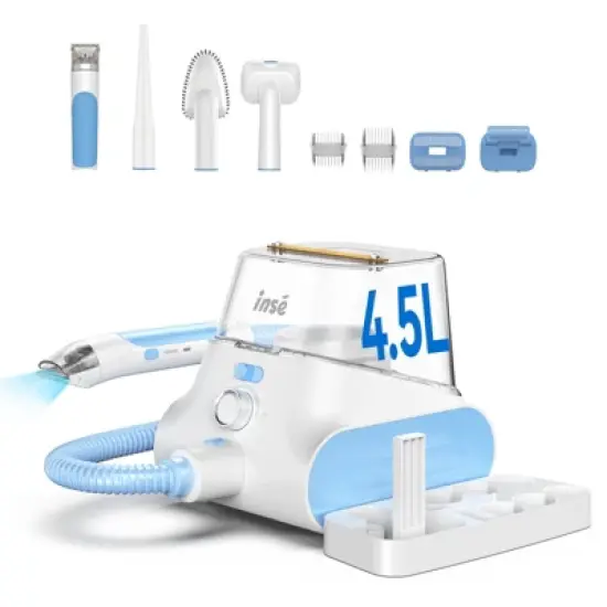 INSE P30 Pet Grooming Vaccum & Kits, 4.5L Large Capacity Pet Grooming Vacuum Kit, 5-in-1 Ultra-Low Noise Pet Grooming Vacuum for Dogs, Cats image {8}