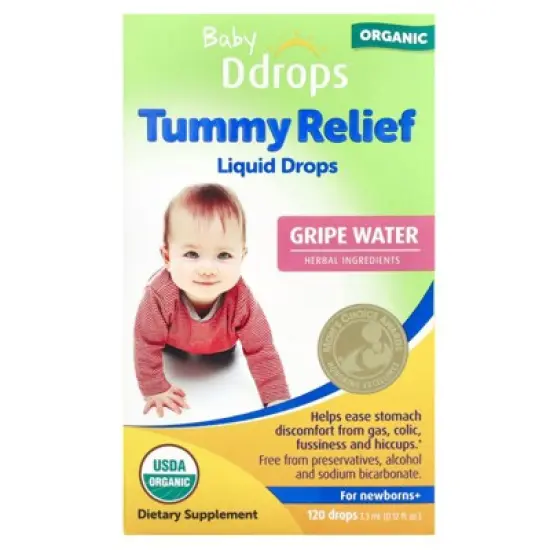Ddrops Baby, Organic Tummy Relief Liquid Drops, For Newborns+, 120 Drops, 0.12 fl oz (3.3 ml) image {5}