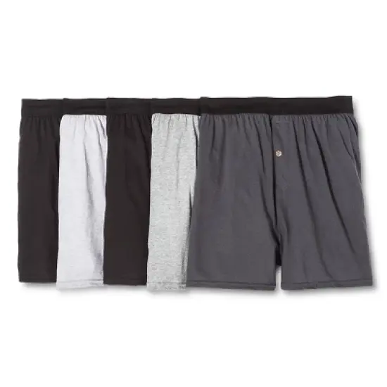 Hanes Men's Knit Boxer Shorts 5pk - Black/Gray image {1}