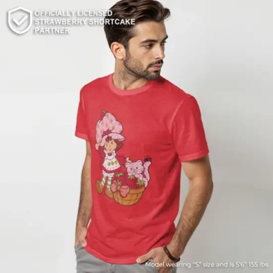 Men's Strawberry Shortcake Custard in The Berry Basket T-Shirt image {4}