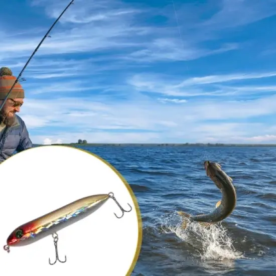 Unique Bargains Fishing Lures Catfish Rattling Line Float Lures Topwater Bass Lures Yellow Red image {5}