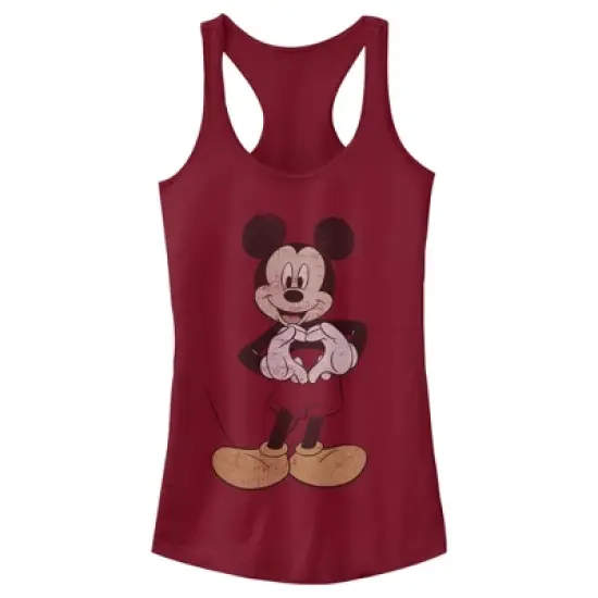 Junior's Mickey & Friends Distressed Heart Racerback Tank Top image {3}