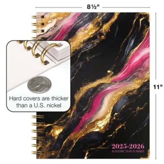 Global Printed Products Hardcover AY 2025-2026 Fashion Planner - 8.5"x11" (Dark Gold Marble) image {4}