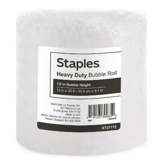 Staples 1/2" Bubble Roll 12"x30' Each (27175) 4072823 image {6}