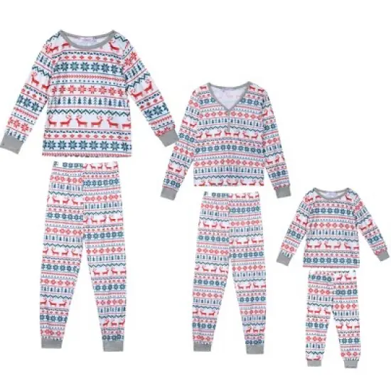 cheibear Christmas Sleepwear Long Sleeve Tee with Pants Loungewear Family Pajama Sets image {5}