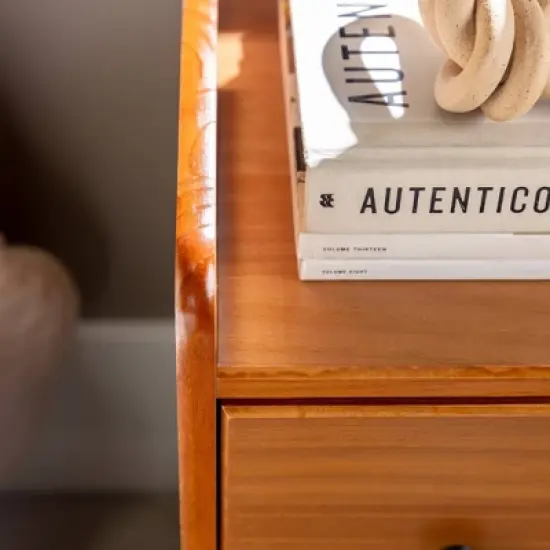 Katie Transitional Tray Top 1 Drawer Solid Wood Nightstand Caramel - Saracina Home image {16}