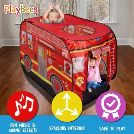 Playbees Pretend Pop-Up Tent Musical Firetruck Adventure image {2}