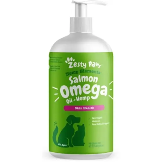 Zesty Paws Hemp Elements for Skin Health Salmon Omega Oil Plus Hemp for Dogs and Cats image {4}
