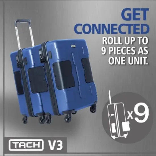 TACH V3 Connectable Hardside Carry On Rolling Suitcase Luggage w/ Spinner Wheels, TSA Approved Lock, 2 USB Charging Ports, and Bottle Clip image {2}