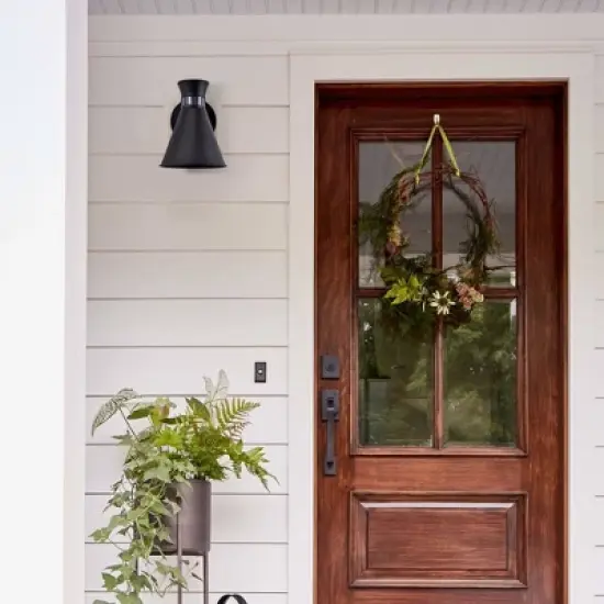 C Cattleya 1-Light Black Motion Sensing Dusk to Dawn Incandescent Hardwired Outdoor Wall Sconce image {6}