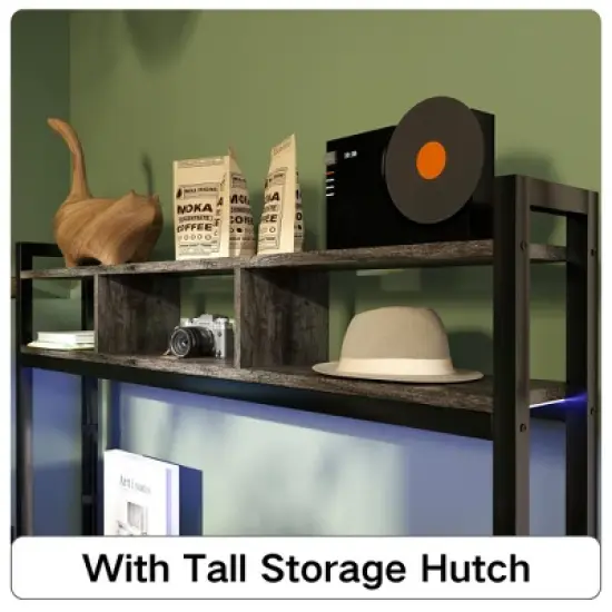 Aheaplus L Shaped Computer Desk, Gaming Desk with Hutch image {5}