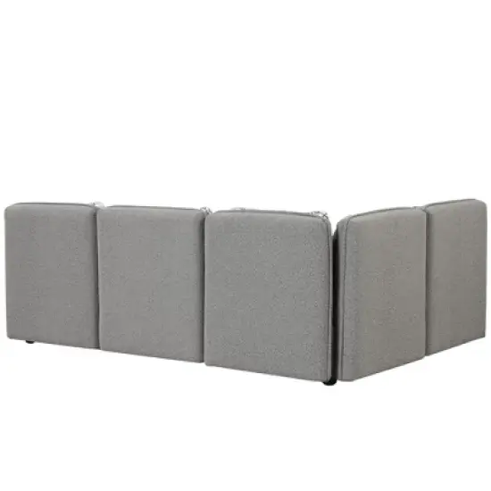 122.8" Minimalist Convertible Modular Sofa, Upholstered Sectional Sofa Couch with 5 Pillows-ModernLuxe image {11}