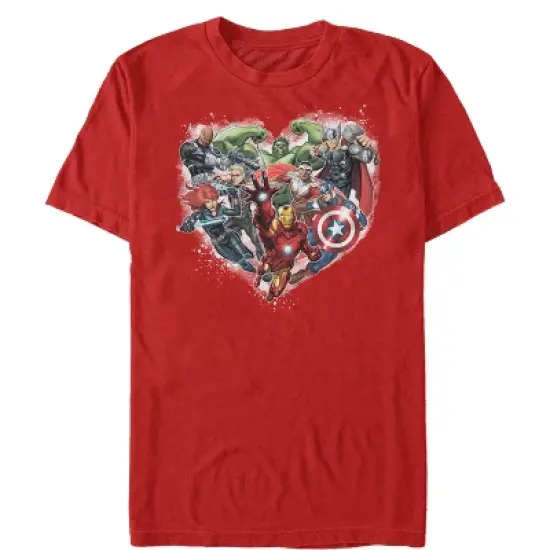 Men's Marvel Valentine's Day Avenger Heart Collage T-Shirt image {4}