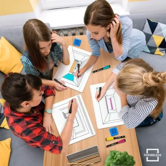 SCRIBBLEDO 1-Point Perspective 11"x14" Dry Erase Board &ndash; Reusable Drawing Whiteboard for Art Geometry Classroom & Student Practice image {6}