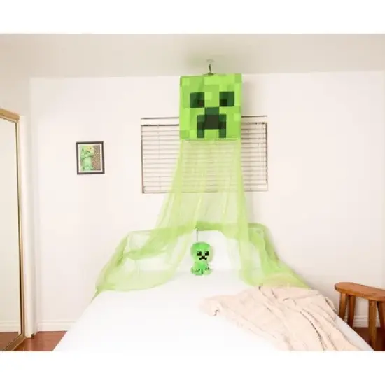 Ukonic Minecraft Green Creeper Kids Bed Canopy, Hanging Curtain Netting image {1}