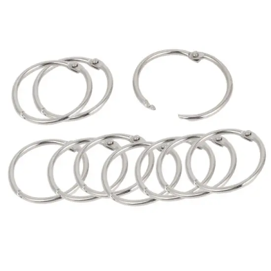 Unique Bargains Staple Book Binder 1.5" Outer Diameter Loose Leaf Ring Keychain 10 Pcs image {5}