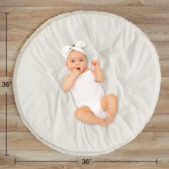 Sweet Jojo Designs Boy or Girl Baby Tummy Time Playmat Diamond Tuft Ivory image {3}