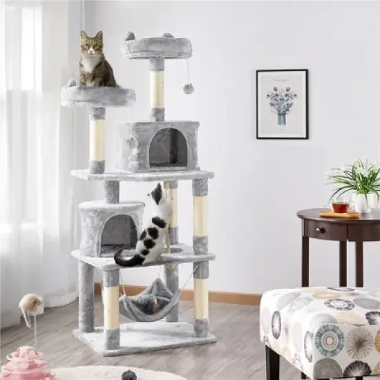 Yaheetech 62.2"H 3-Level Cat Tower with 2 Condos for Indoor Cats image {1}