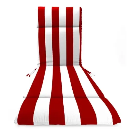 French Edge Outdoor Cushion - Cabana Stripe Red - Jordan Manufacturing: Water-Resistant Patio Chair Pad image {7}