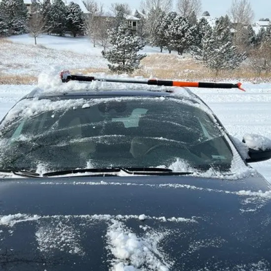 BIRDROCK HOME 60" Premium Extendable Snow Brush with Squeegee & Ice Scraper for Car or Truck image {2}