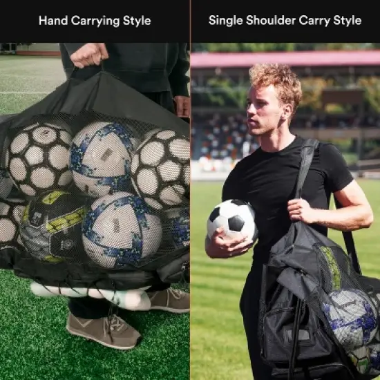 Heavy Duty Large Soccer Mesh Equipment Ball Bag w/Adjustable Shoulder Strap Design image {2}