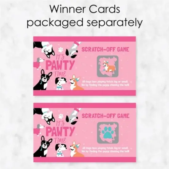 Big Dot of Happiness Pawty Like a Puppy Girl - Pink Dog Baby Shower or Birthday Party Game Scratch Off Cards - 22 Count image {2}