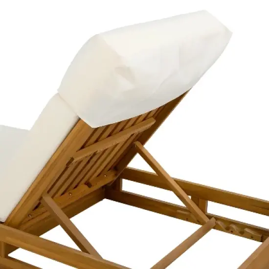 Christopher Knight Home Moreno Outdoor Acacia Wood Adjustable Chaise Lounge with Water-Resistant Cushion image {6}