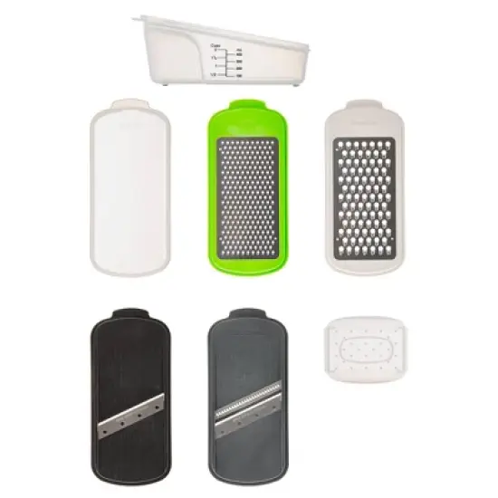 Prepworks 7pc Grate Slice and Store Set: Mandoline & Cucumber Slicer, Grater, Dishwasher-Safe, Stainless Steel Blades image {6}