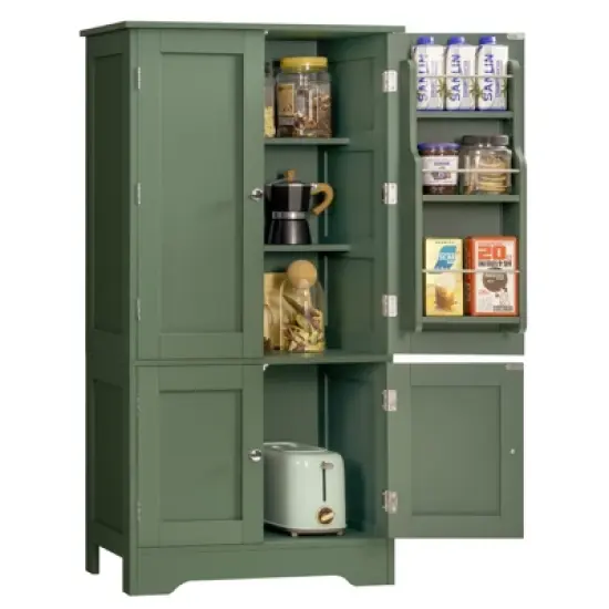 USIKEY Pantry Cabinet, Kitchen Pantry Storage Cabinet with Doors and Adjustable Shelves, Food Pantry for Kitchen, Dining Room, Living Room, White image {14}