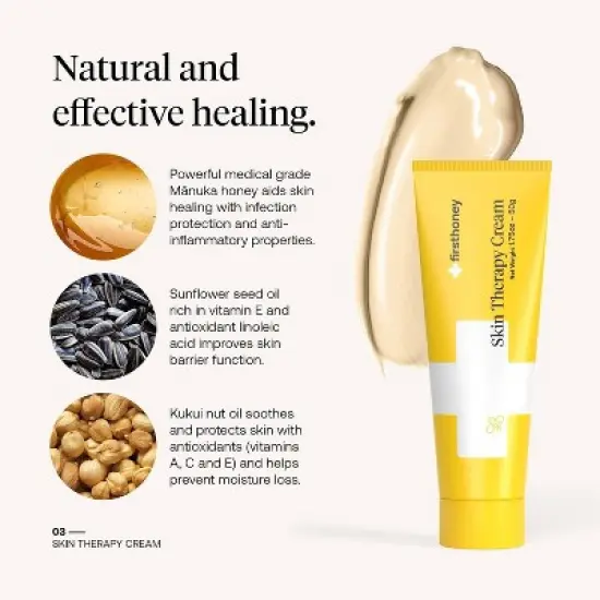 FIRST HONEY&reg; Manuka Honey Cream for Dry & Itchy Skin | Fast Relief for Eczema, Rosacea, Psoriasis, & Dermatitis | Natural & No Fillers - (3.5 oz) image {1}