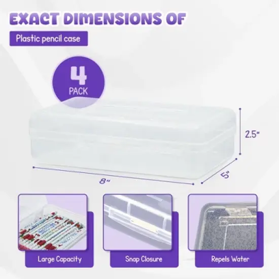 4E's Novelty 4 Pack Clear Pencil Boxes for Pencil Boxes for School as School Supply Box image {4}