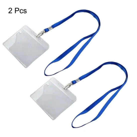 Unique Bargains Office Staff Name Plastic Business ID Card Badge Horizontal Holder Clear 2 Pcs image {1}