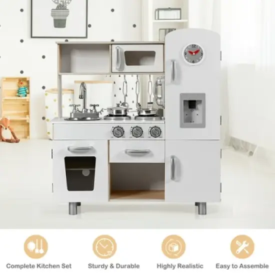 Costway Vintage Play Kitchen Pretend Kids Cooking Playset Toys w/Water Dispense image {5}