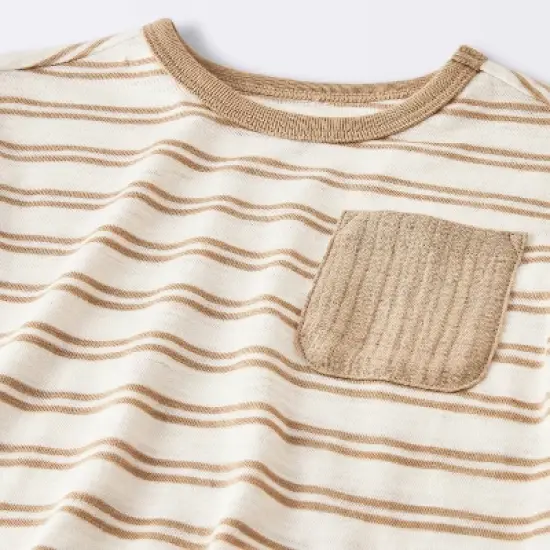 Baby Boys' 2pc Striped Pocket T-Shirt and Shorts Set - Cloud Island&trade; Tan image {2}