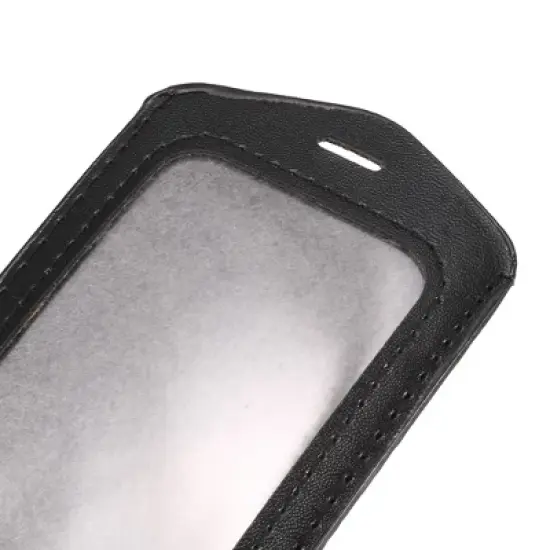 Unique Bargains Faux Leather Neck Strap Vertical Bussiness Card Holder Black 4.3" x 2.8'' image {4}