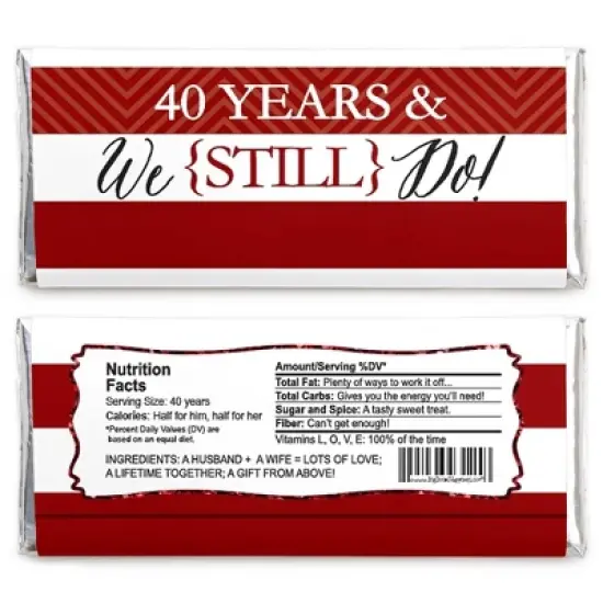 Big Dot of Happiness We Still Do - 40th Wedding Anniversary Party - Candy Bar Wrappers Party Favors - Set of 24 image {1}