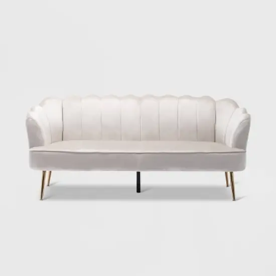 Reitz Modern Glam Velvet Channel Stitch 3 Seater Shell Sofa - Christopher Knight Home image {9}