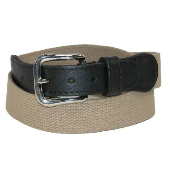 Boston Leather Men's Big & Tall Cotton Web Belt with Leather Tabs image {3}