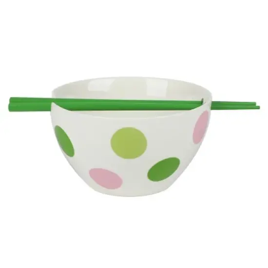 Keroppi Ceramic Ramen Bowl with Green Chopsticks image {1}