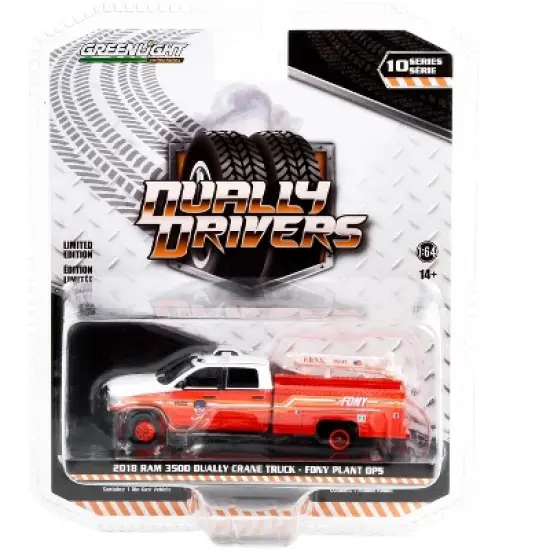 2018 Ram 3500 Dually Crane Truck Red & White w/Stripes "FDNY (Fire Dept of N.Y) Plant Ops" 1/64 Diecast Model Car by Greenlight image {2}