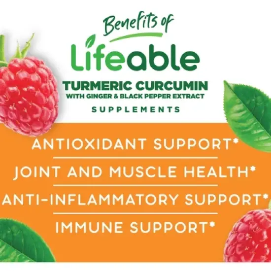 Lifeable - Turmeric Curcumin with Ginger & Black Pepper Extract - Kids - 90 Gummies image {3}