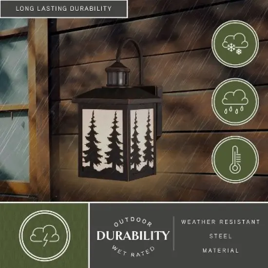VAXCEL Yosemite Bronze Motion Sensor Dusk to Dawn Rustic Outdoor Wall Light White Glass image {4}