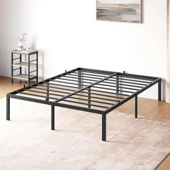Metal Bed Frame Heavy Duty Platform Base with Noise-Free Grid Support No Box Spring Needed, Tool Free Assembly & Underbed Storage Space image {8}