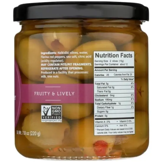 Divina Red Pepper Stuffed Olives - Case of 6/7.8 oz image {4}