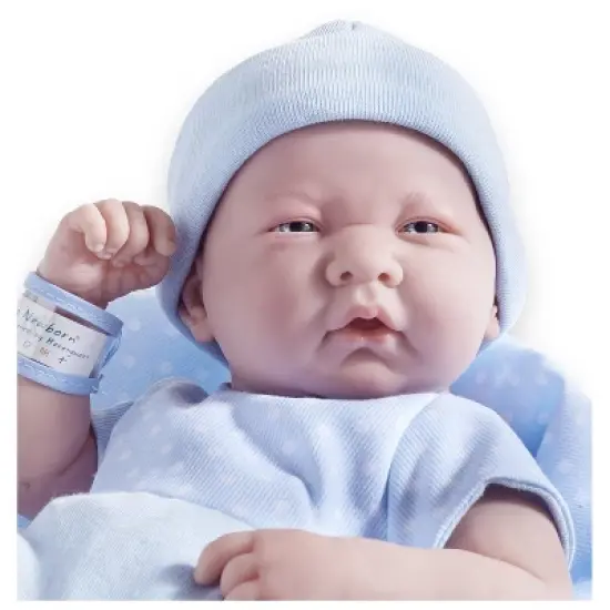 JC Toys La Newborn 14" Boy Baby Doll 5pc Set - Blue Romper image {1}