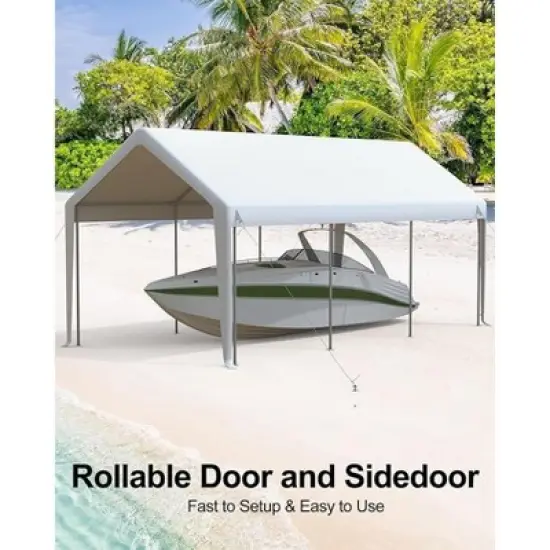 Heavy-Duty Replacement Canopy Cover, PE Waterproof & UV-Resistant Carport Top, Easy Install Replacement Tarp for Metal Frame Structures image {2}