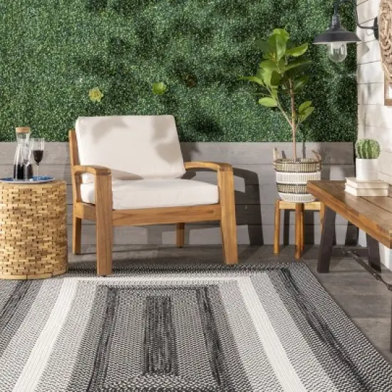 nuLOOM Kaila Ombre Bordered Indoor and Outdoor Patio Area Rug image {7}