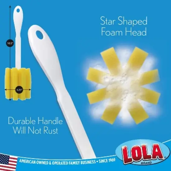 LOLA Glass & Jar Sponge Brush, Star Shaped, Foam Material, Dishwasher Safe, Non-Scratch, Perfect for Glasses, Mugs, Bottles - 1 Pack image {3}