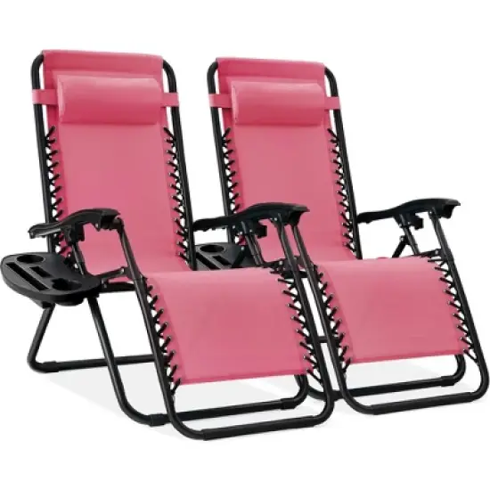 Best Choice Products Set of 2 Zero Gravity Lounge Chair Recliners for Patio, Pool w/ Cup Holder Tray image {12}