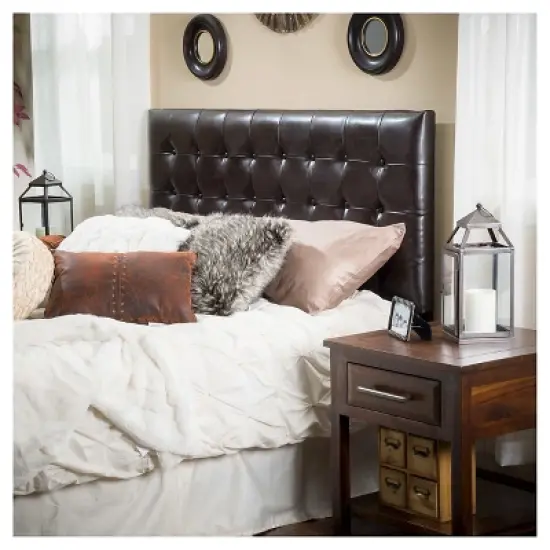 California/King Austin Tufted Bonded Leather Headboard Brown - Christopher Knight Home image {3}